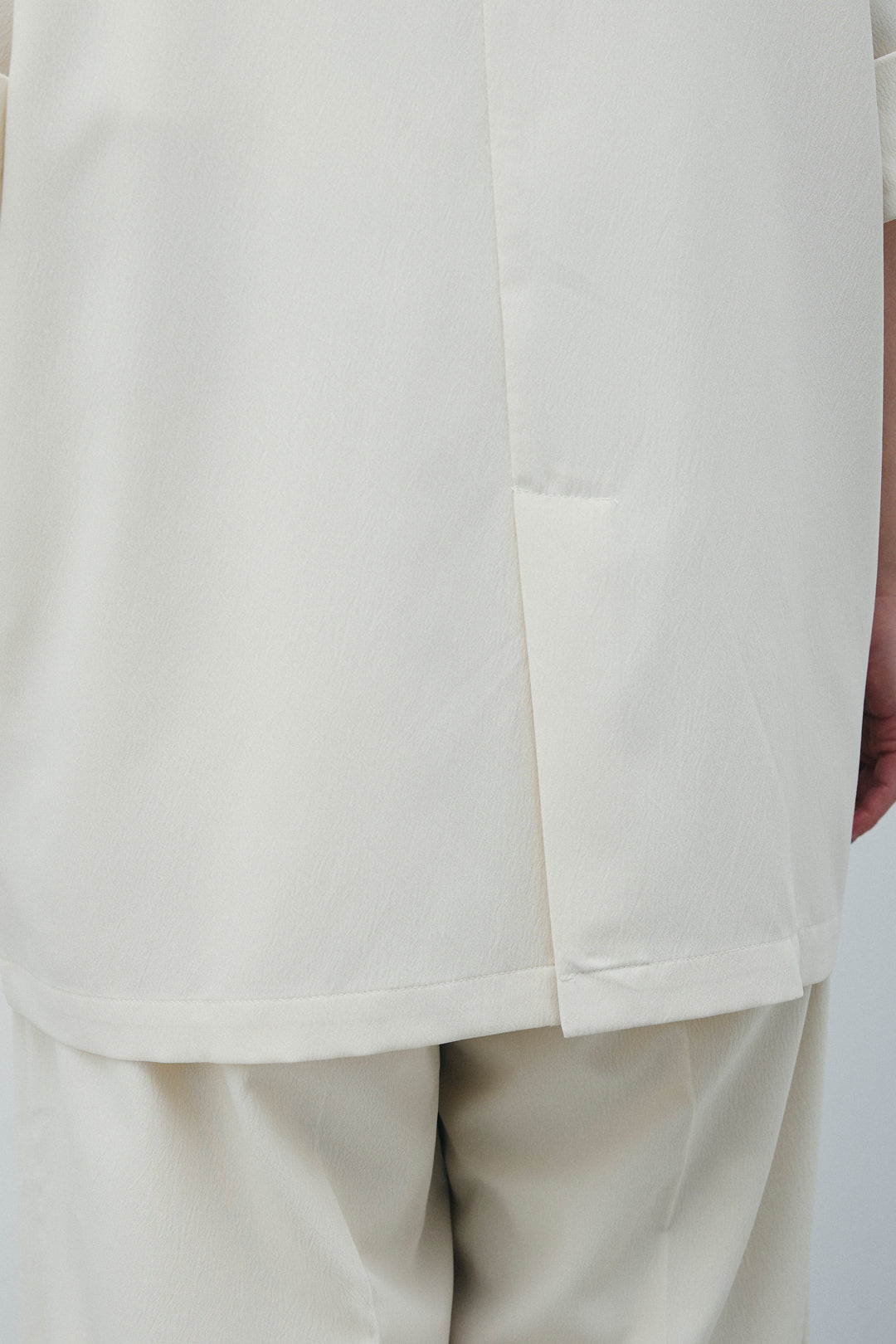 [予約/SET]クレープ半袖ダブルジャケット+サテン2wayトップス+クレープタックワイドパンツ(3set)