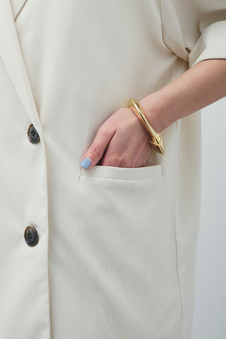 [予約/SET]クレープ半袖ダブルジャケット+サテン2wayトップス+クレープタックワイドパンツ(3set)