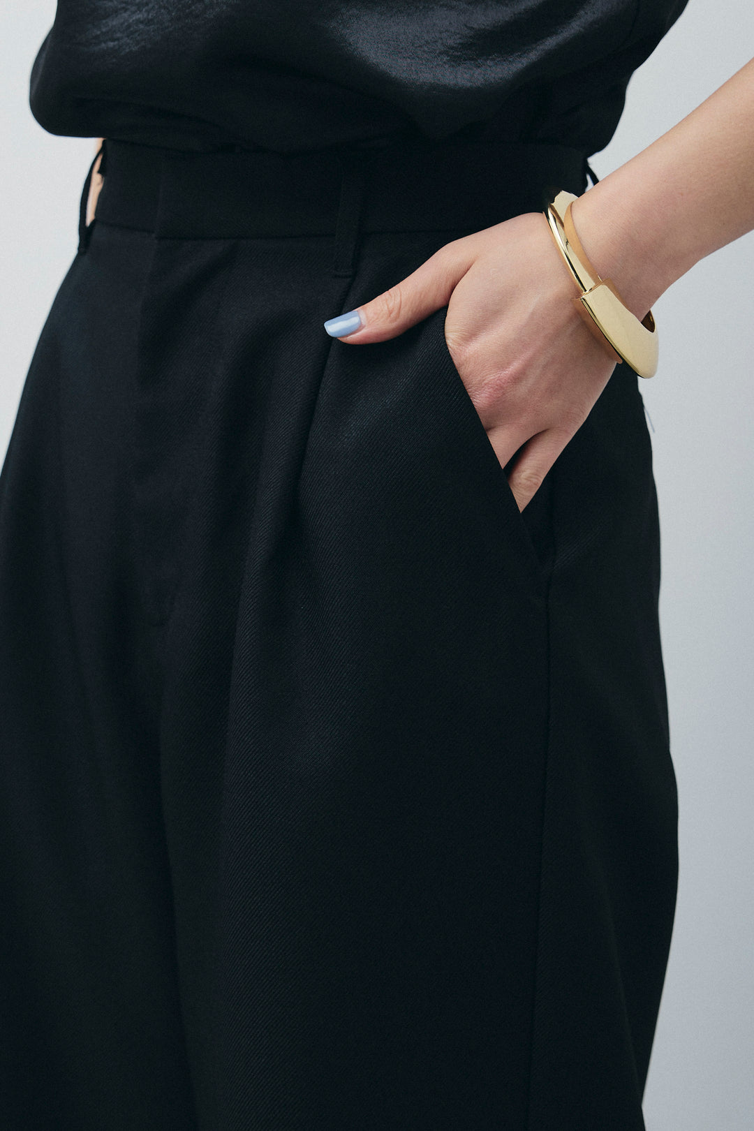 [予約/SET]サテン2wayトップス+ヘザーツイルラップスカート付きパンツ(2set)