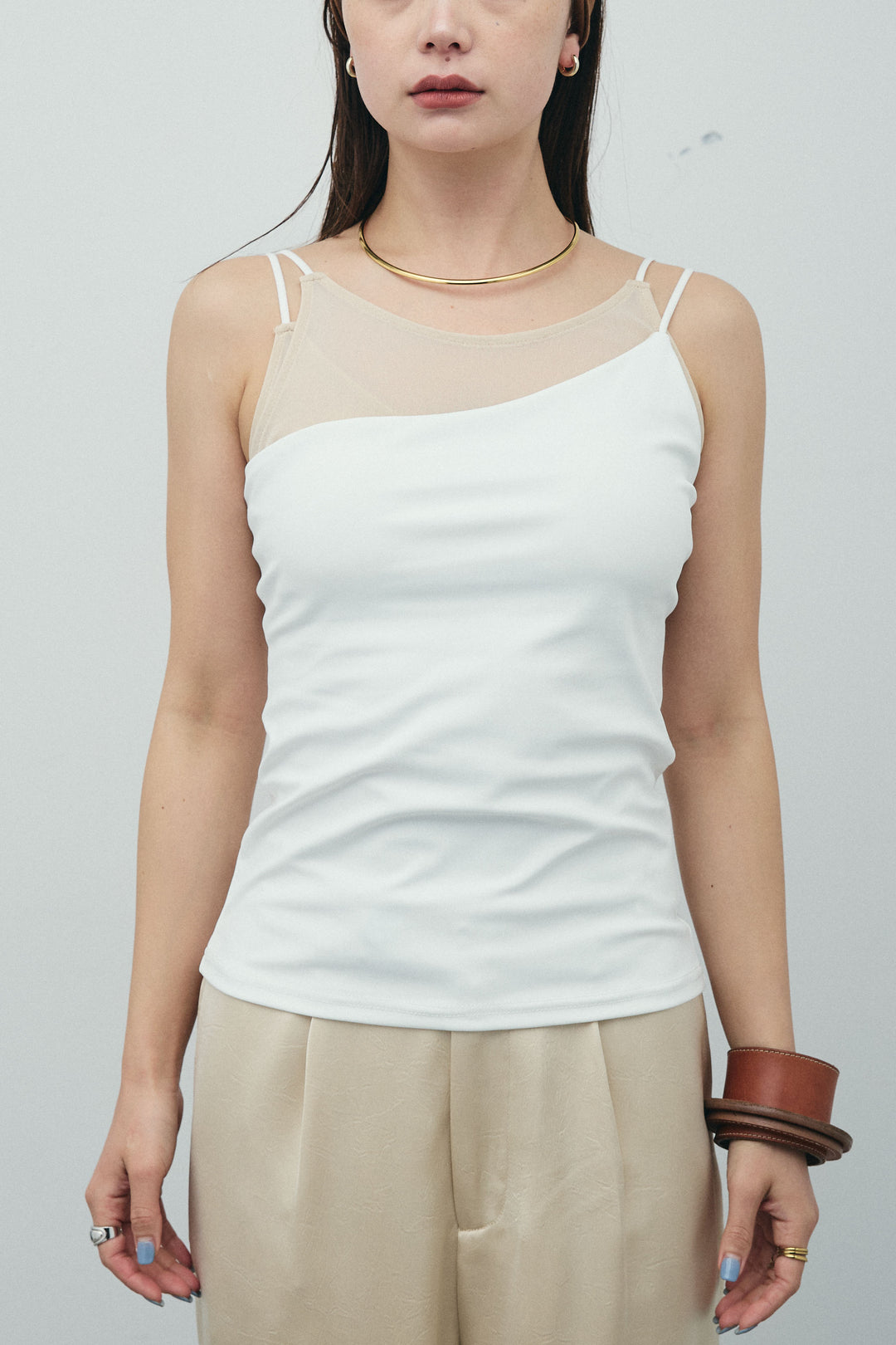 [予約]カップ付きアシンメトリーキャミソール