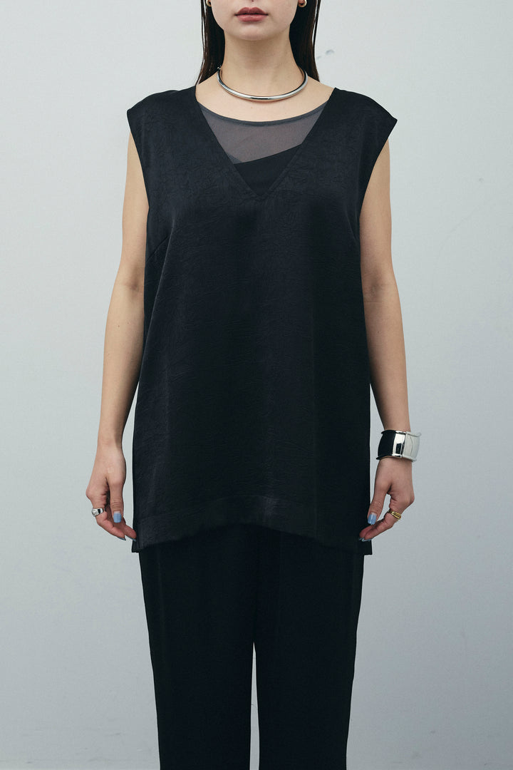 [予約]Vネックサテンセットアップ