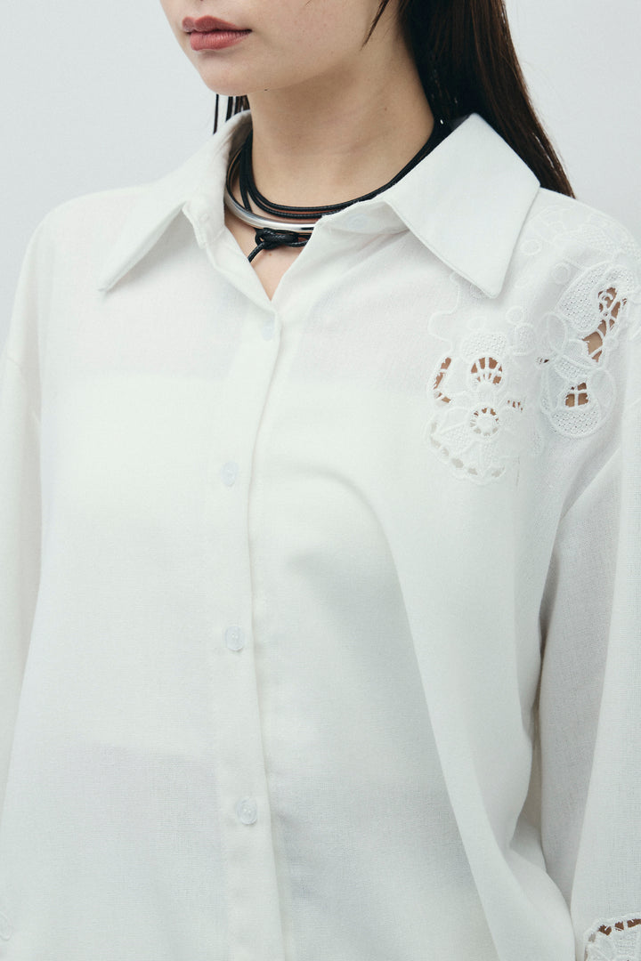 [予約/SET]カットワークレースセットアップ+ストライプイージーハーフパンツ(2set)