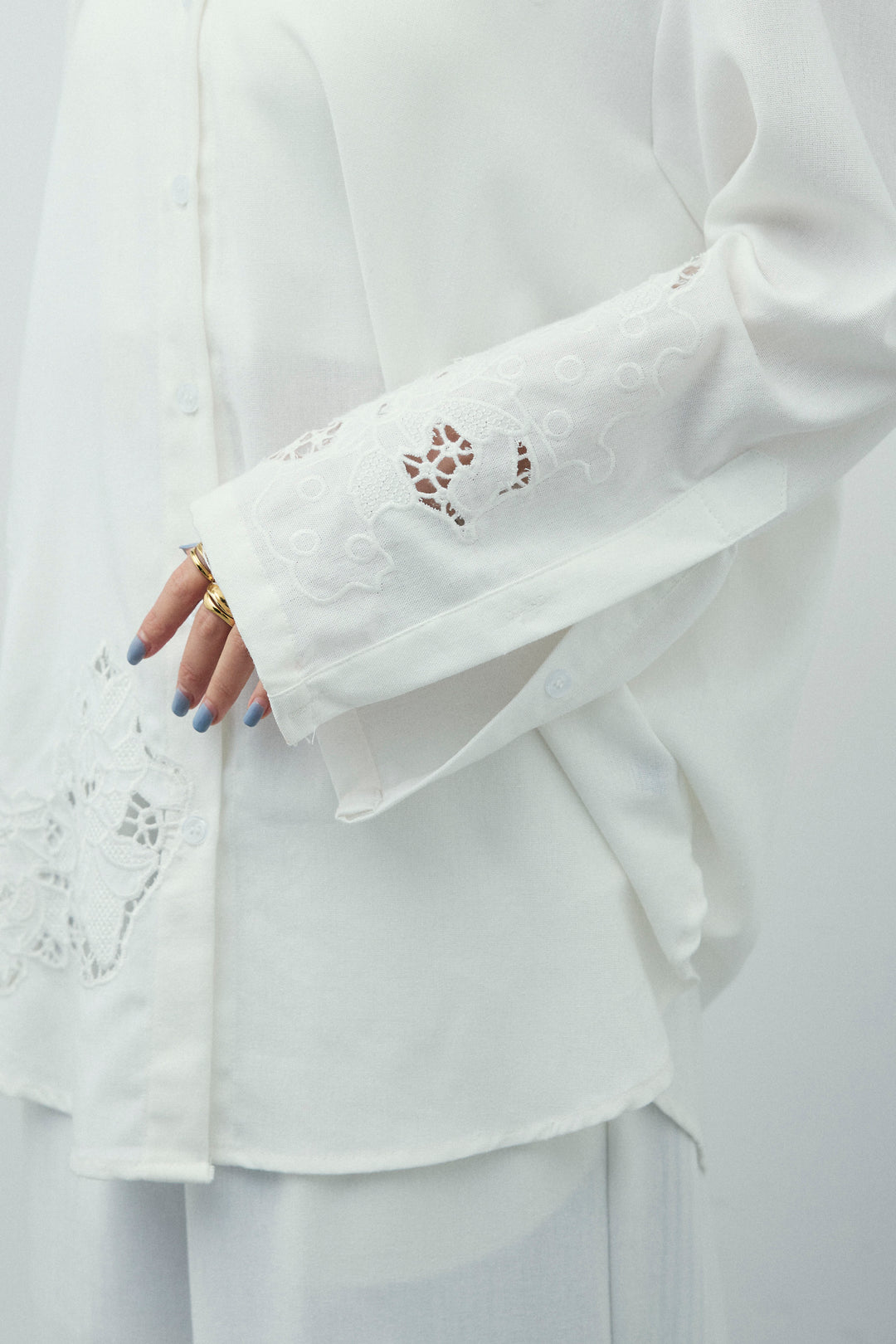 [予約/SET]カットワークレースセットアップ+ストライプイージーハーフパンツ(2set)