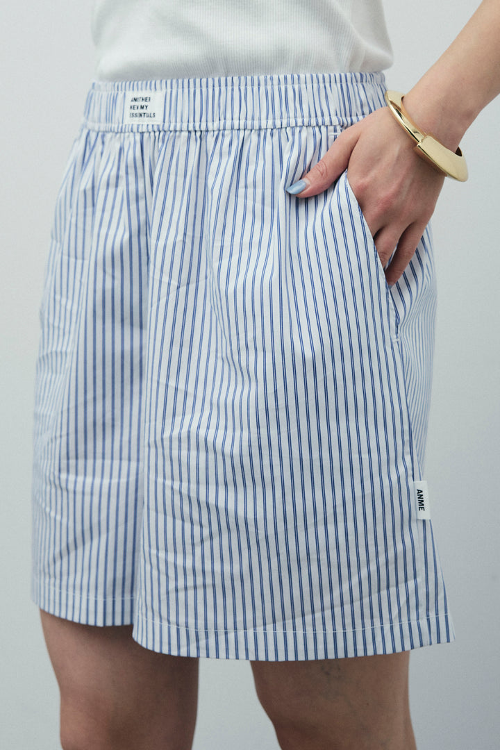 [予約/SET]ラメワッシャーダブルジレ+ストライプイージーハーフパンツ(2set)