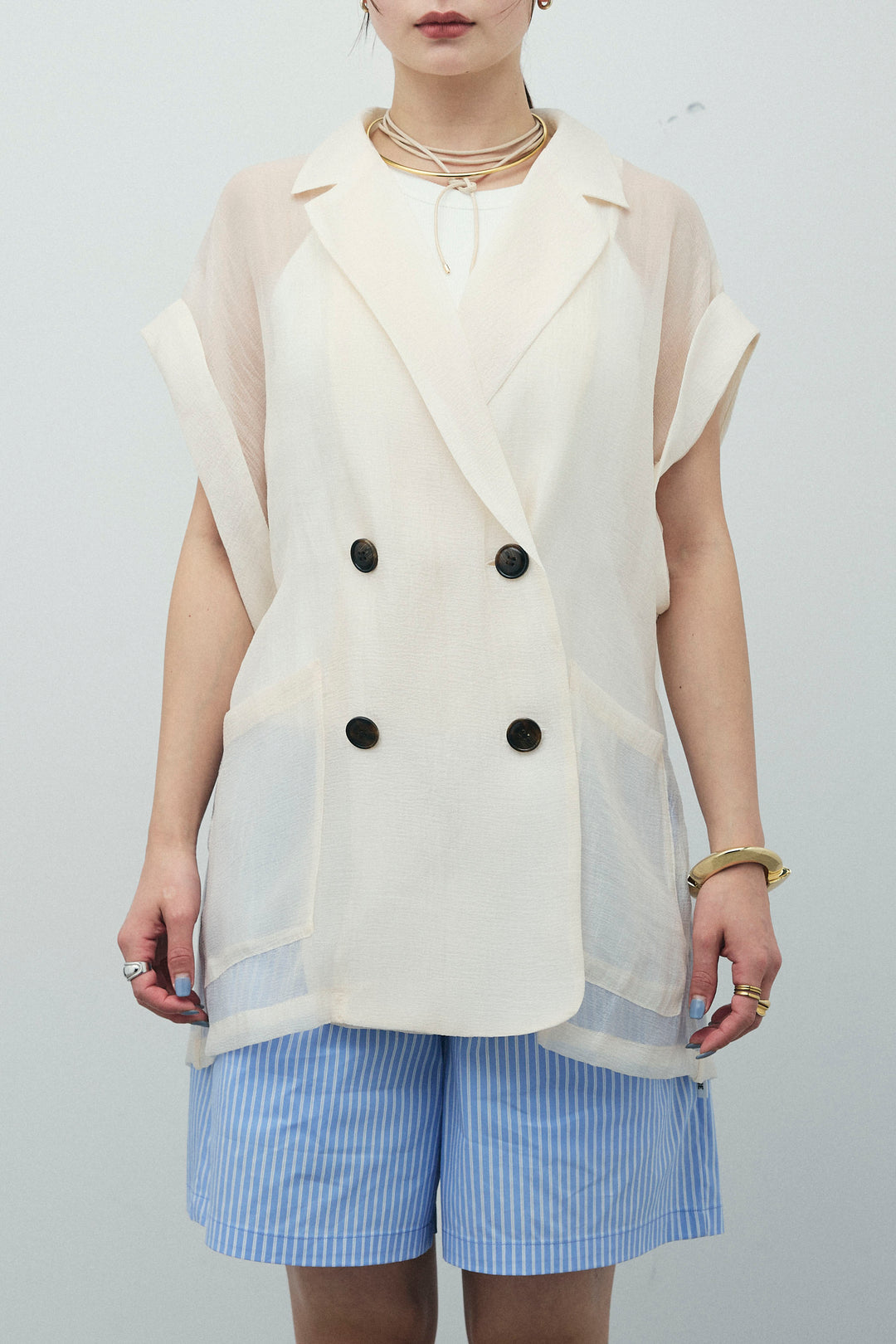 [予約]ラメワッシャーダブルジレ