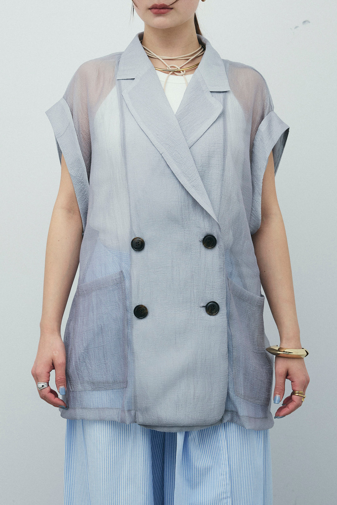 [予約]ラメワッシャーダブルジレ