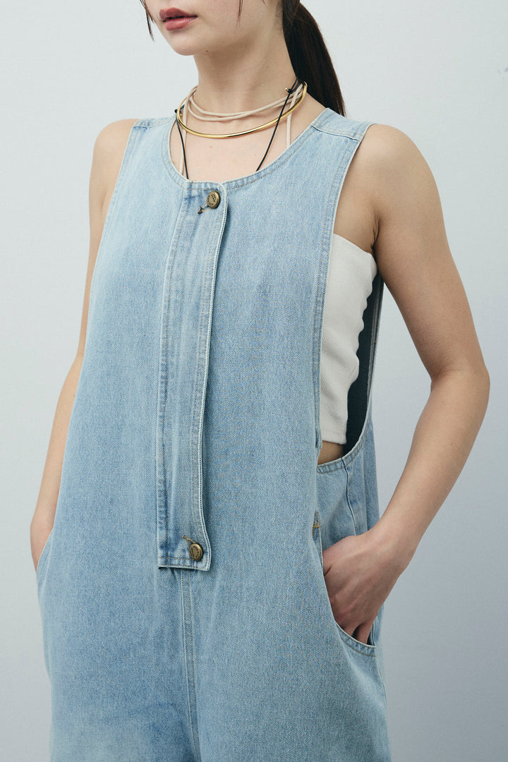 [予約]フロントジップアメスリデニムオールインワン