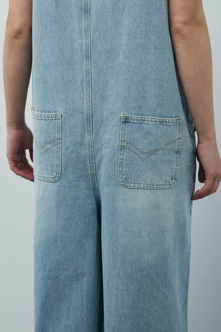 [予約/SET]ラメワッシャーダブルジレ+フロントジップアメスリデニムオールインワン(2set)