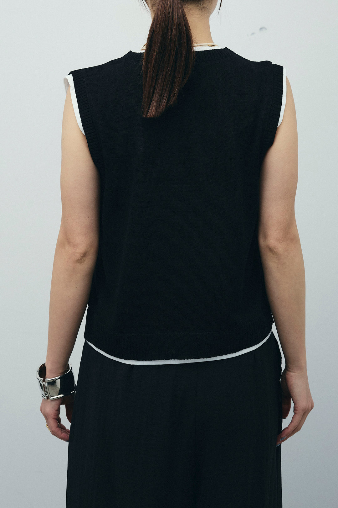 [予約]配色リネンタッチニットベスト