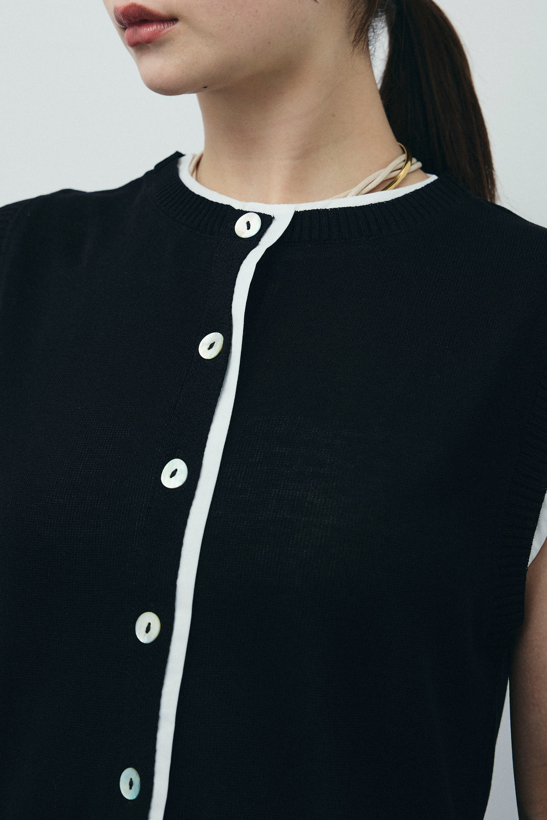 [予約/SET]配色リネンタッチニットベスト+とろみワイドパンツ(2set)