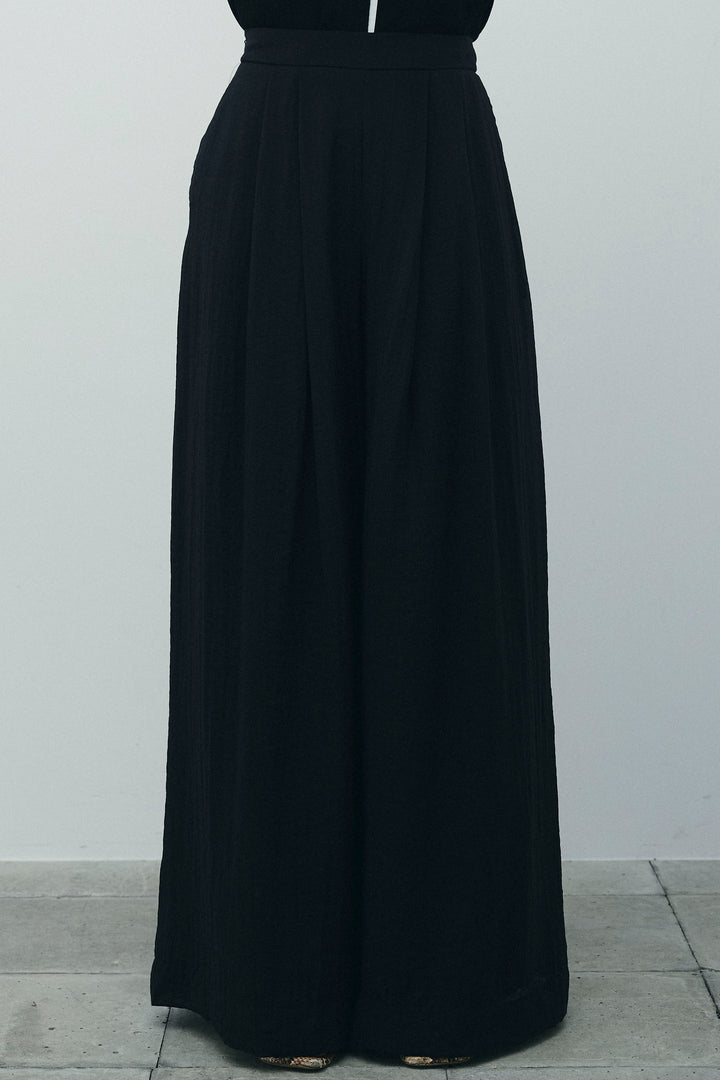 [予約/SET]配色リネンタッチニットベスト+とろみワイドパンツ(2set)