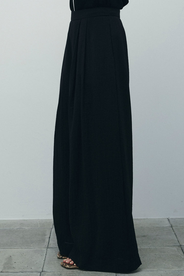 [予約/SET]配色リネンタッチニットベスト+とろみワイドパンツ(2set)