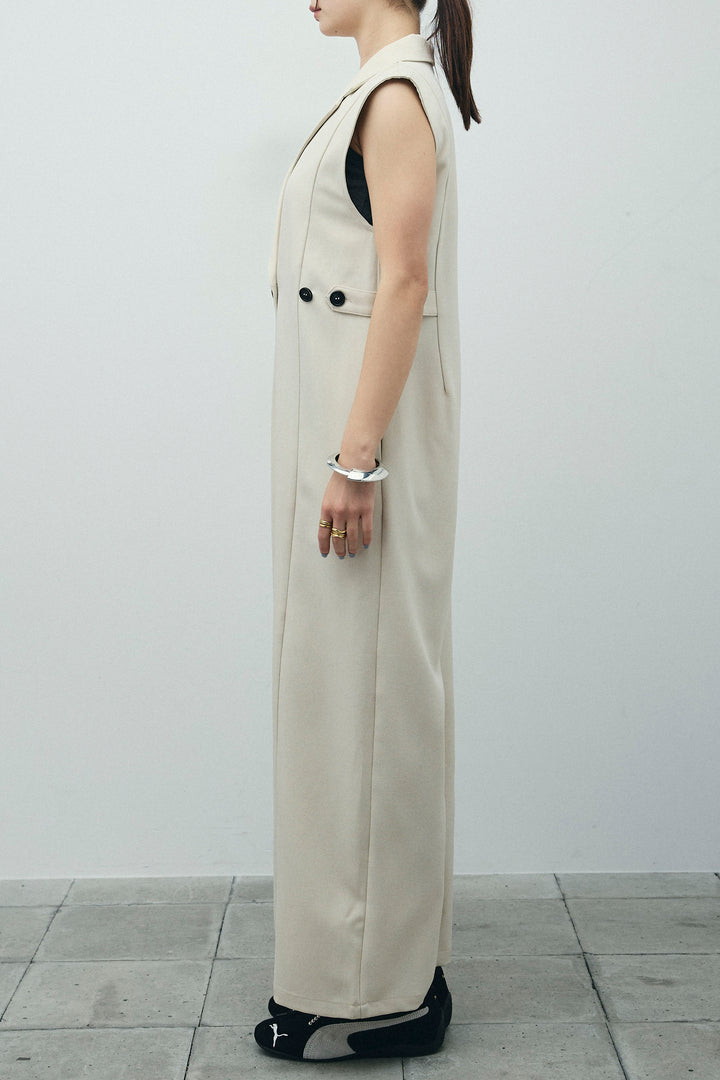 [予約/SET]ウエストデザインスリーブレスジャンプスーツ+テレコベーシックタンク+テレコベーシックタンク(3set)