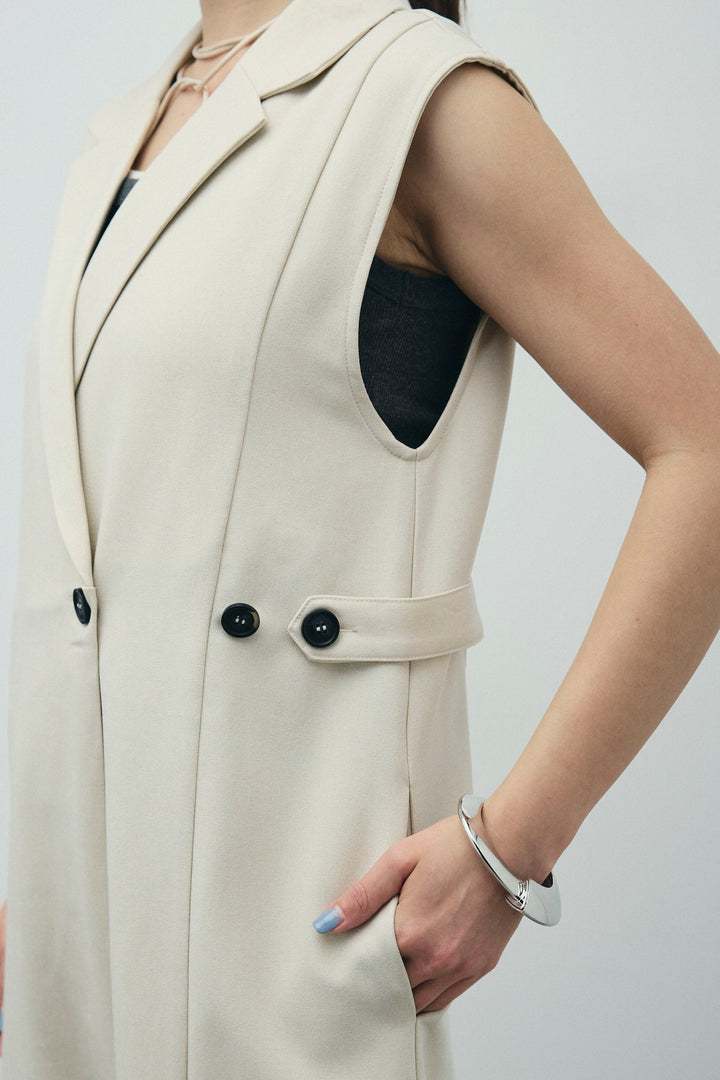 [予約/SET]ウエストデザインスリーブレスジャンプスーツ+テレコベーシックタンク+テレコベーシックタンク(3set)