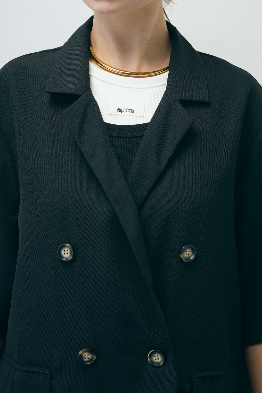 [予約/SET]半袖ダブルテーラードJK+テレコベーシックタンク+ストライプ イージー ワイド パンツ(3set)