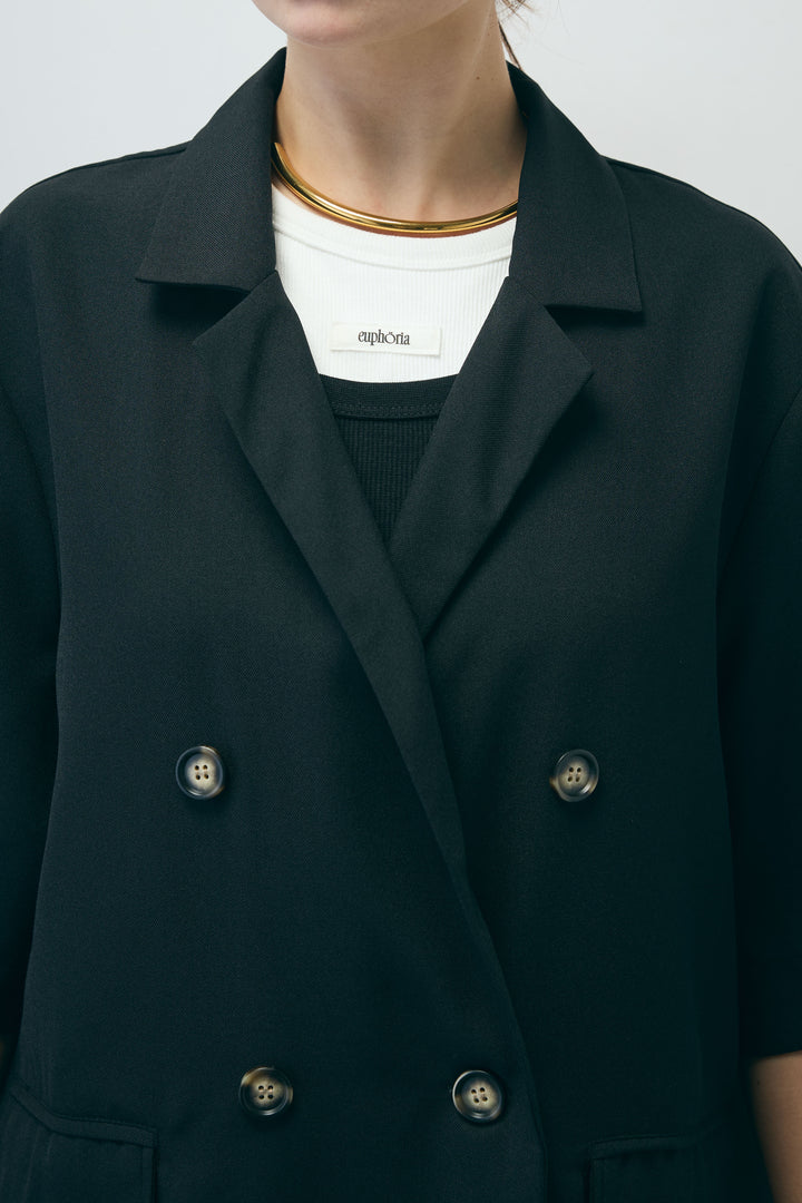 [予約/SET]半袖ダブルテーラードJK+ネーム入りアメスリタンク+テレコベーシックタンク+チェックパンツ(4set)