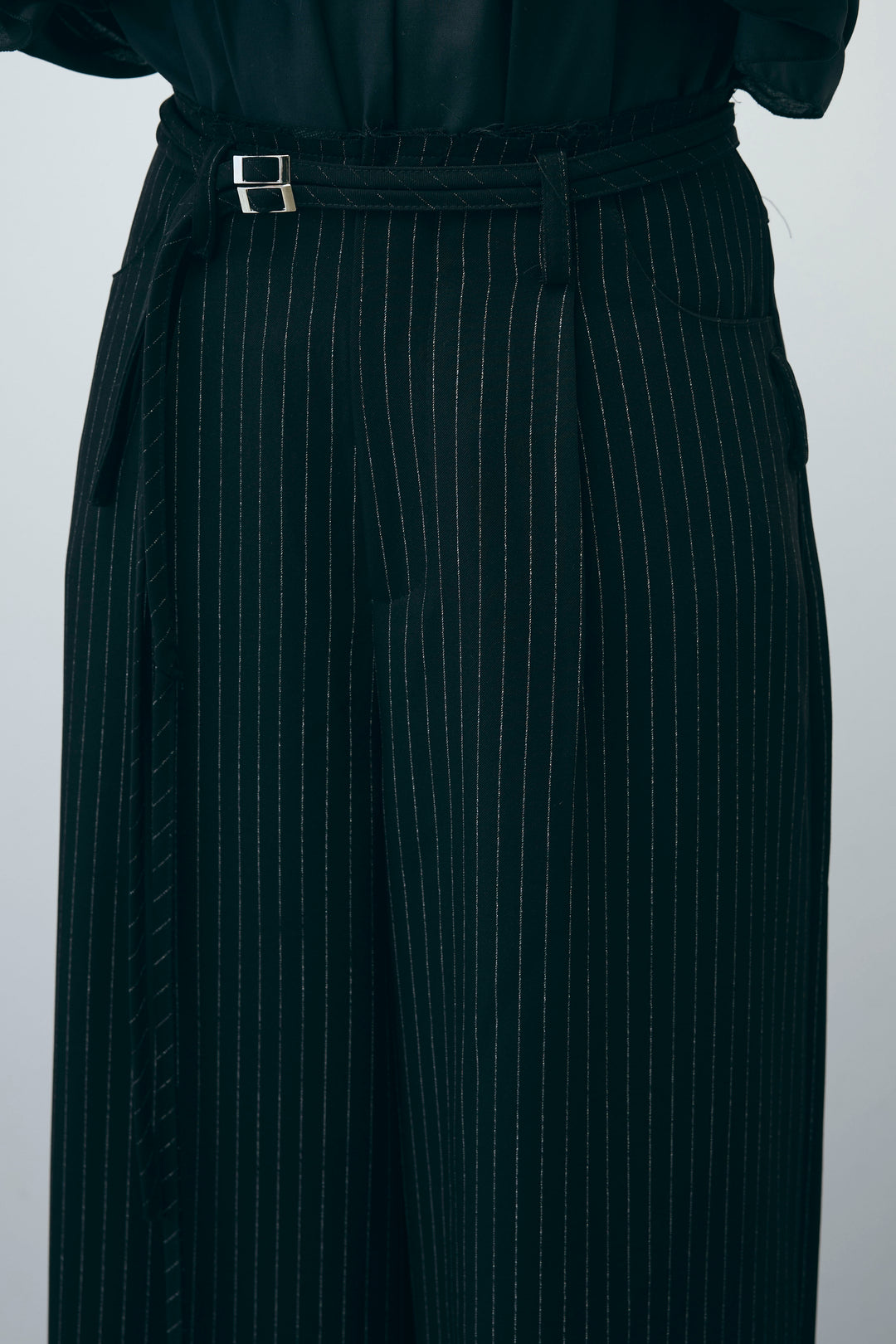 [予約/SET]TCブロード2wayフリルオフショルブラウス+ダブルベルトストライプパンツ(2set)