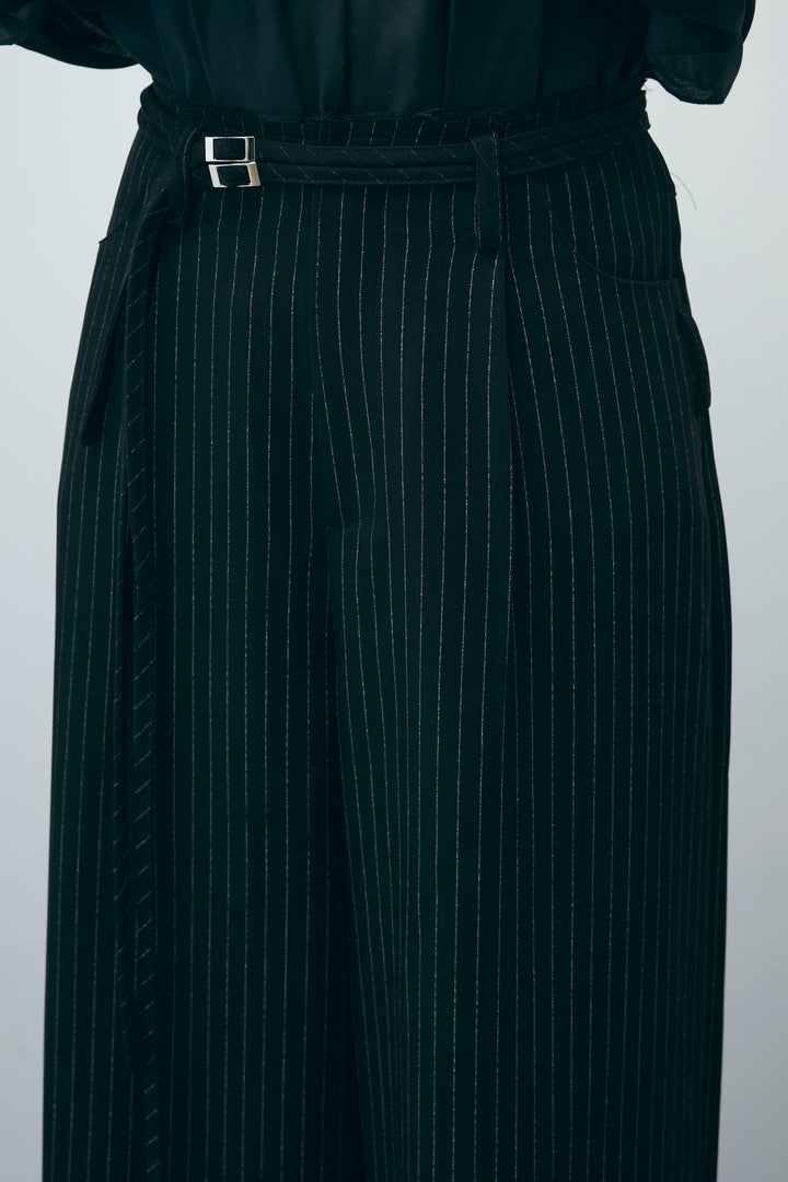 [予約/SET]TCブロード2wayフリルオフショルブラウス+ダブルベルトストライプパンツ(2set)