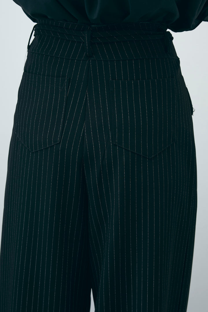 [予約/SET]TCブロード2wayフリルオフショルブラウス+ダブルベルトストライプパンツ(2set)