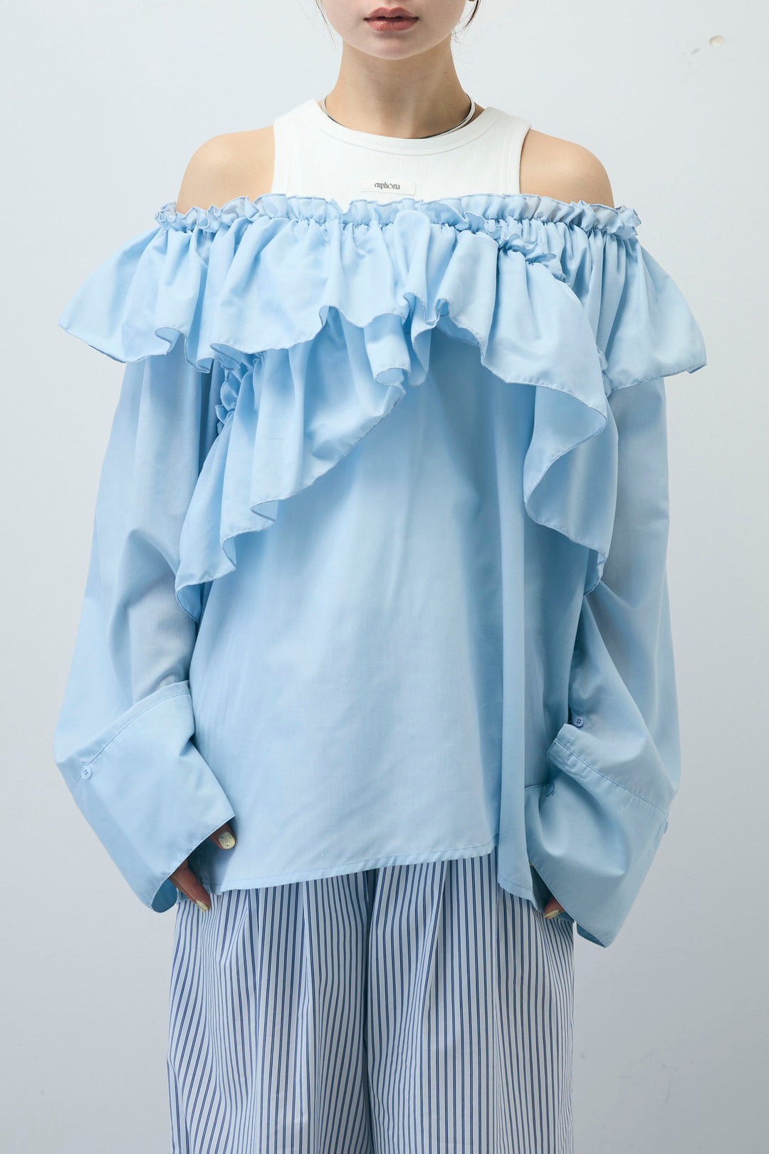 [予約]TCブロード2wayフリルオフショルブラウス