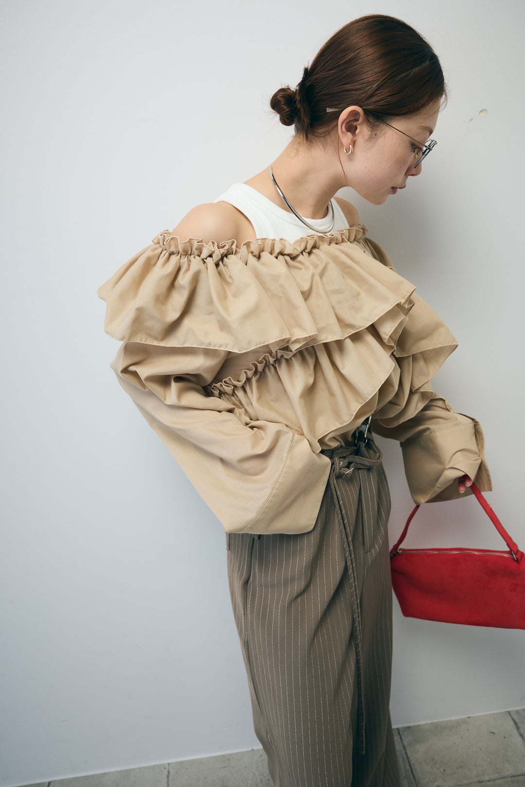 [予約]TCブロード2wayフリルオフショルブラウス