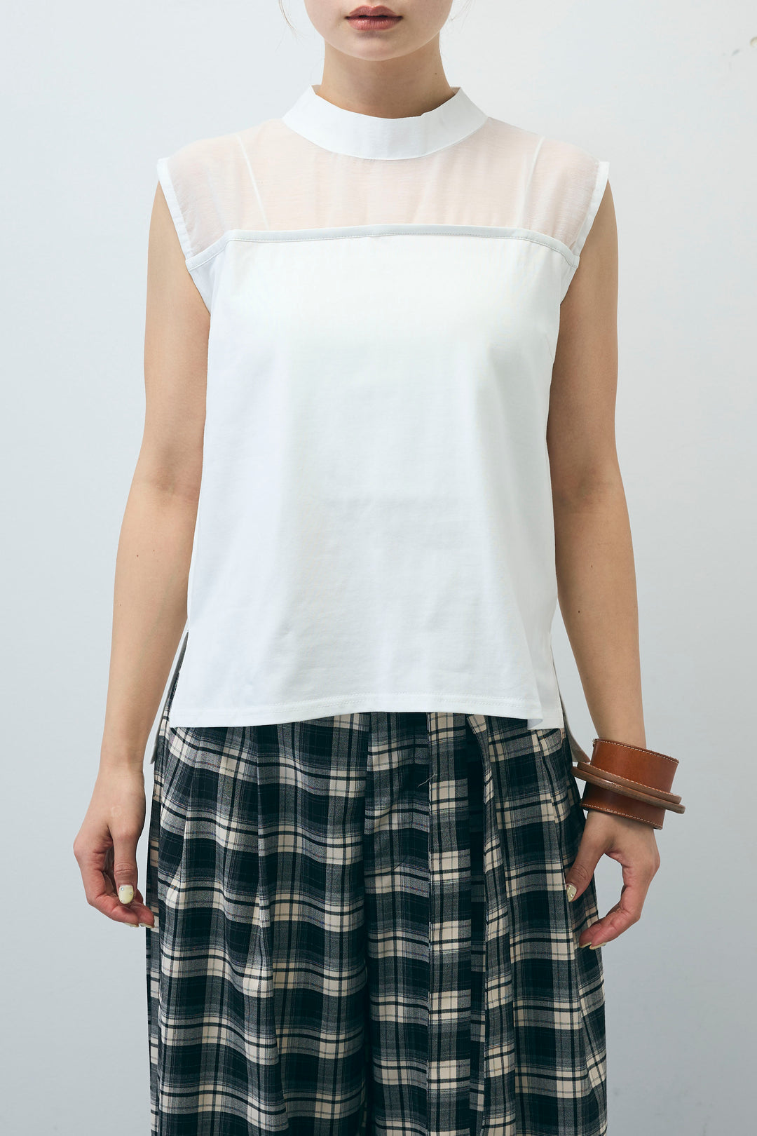 [予約]シアー切替えノースリーブ