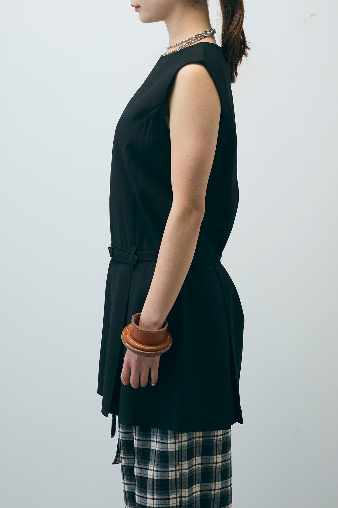 [予約]ベルト付きプリーツチュニック