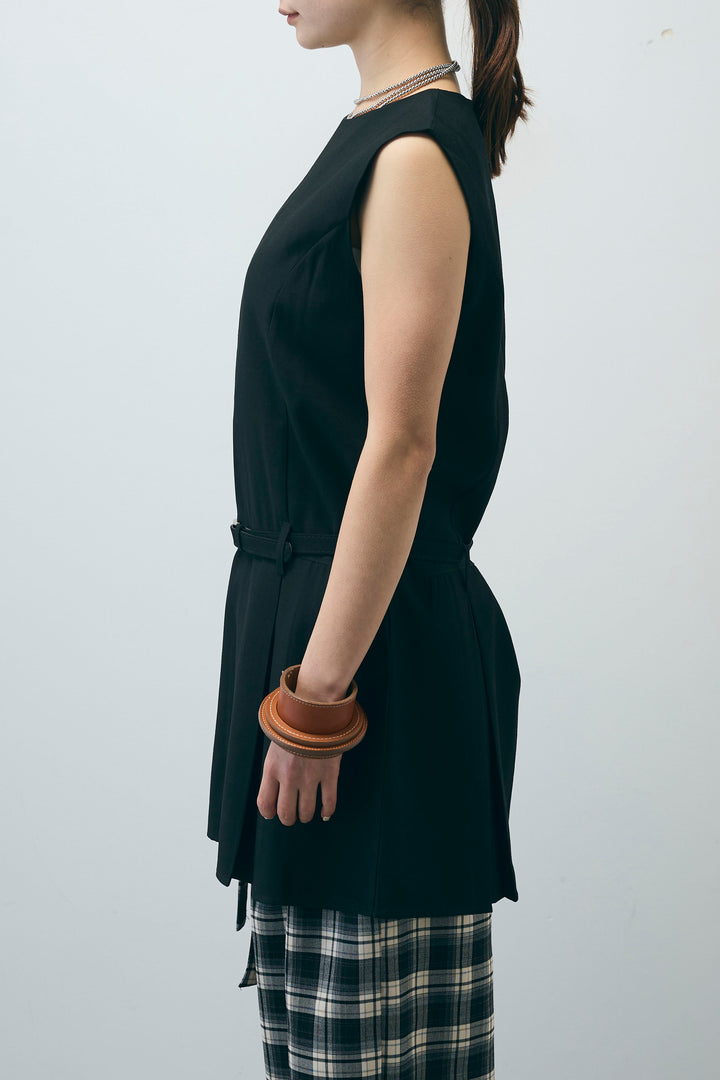 [予約]ベルト付きプリーツチュニック