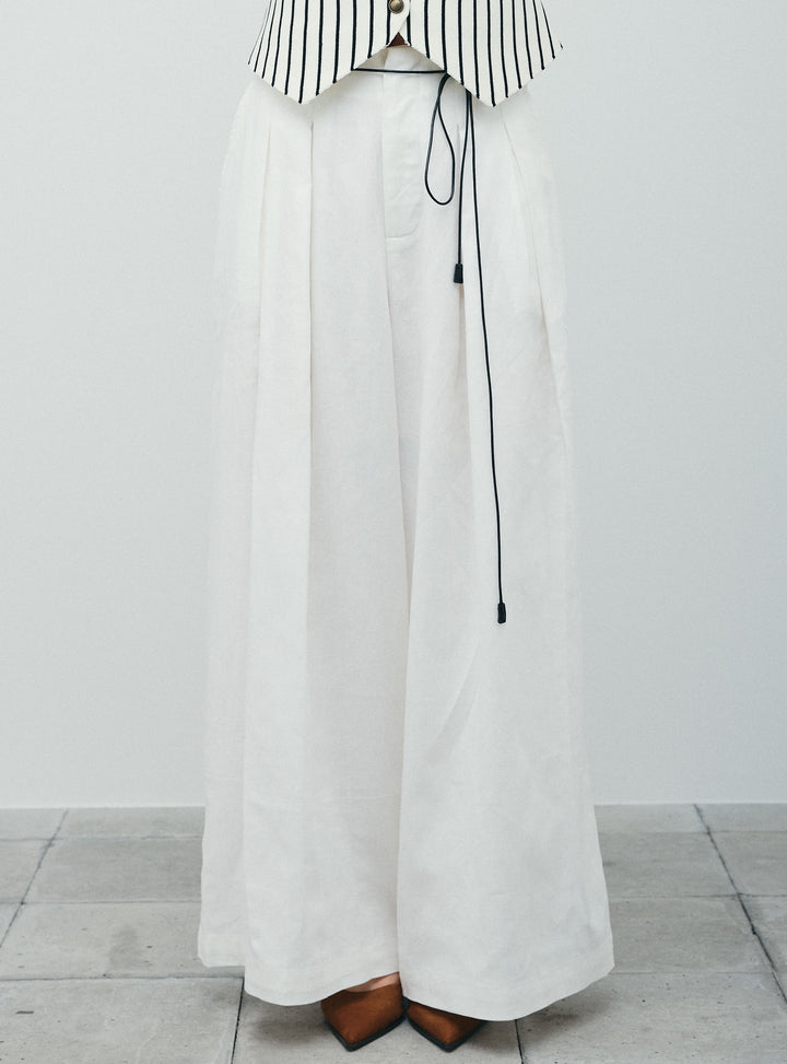 [予約/SET]シアーボーダーポロ+リネンライクリラックスパンツ(2set)