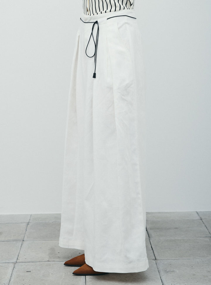 [予約/SET]チョークストライプニットベスト+リネンライクリラックスパンツ(2set)