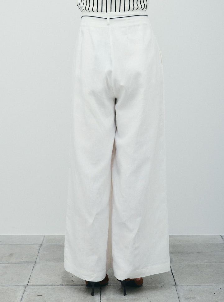 [予約/SET]バックオープンブラウス+リネンライクリラックスパンツ(2set)