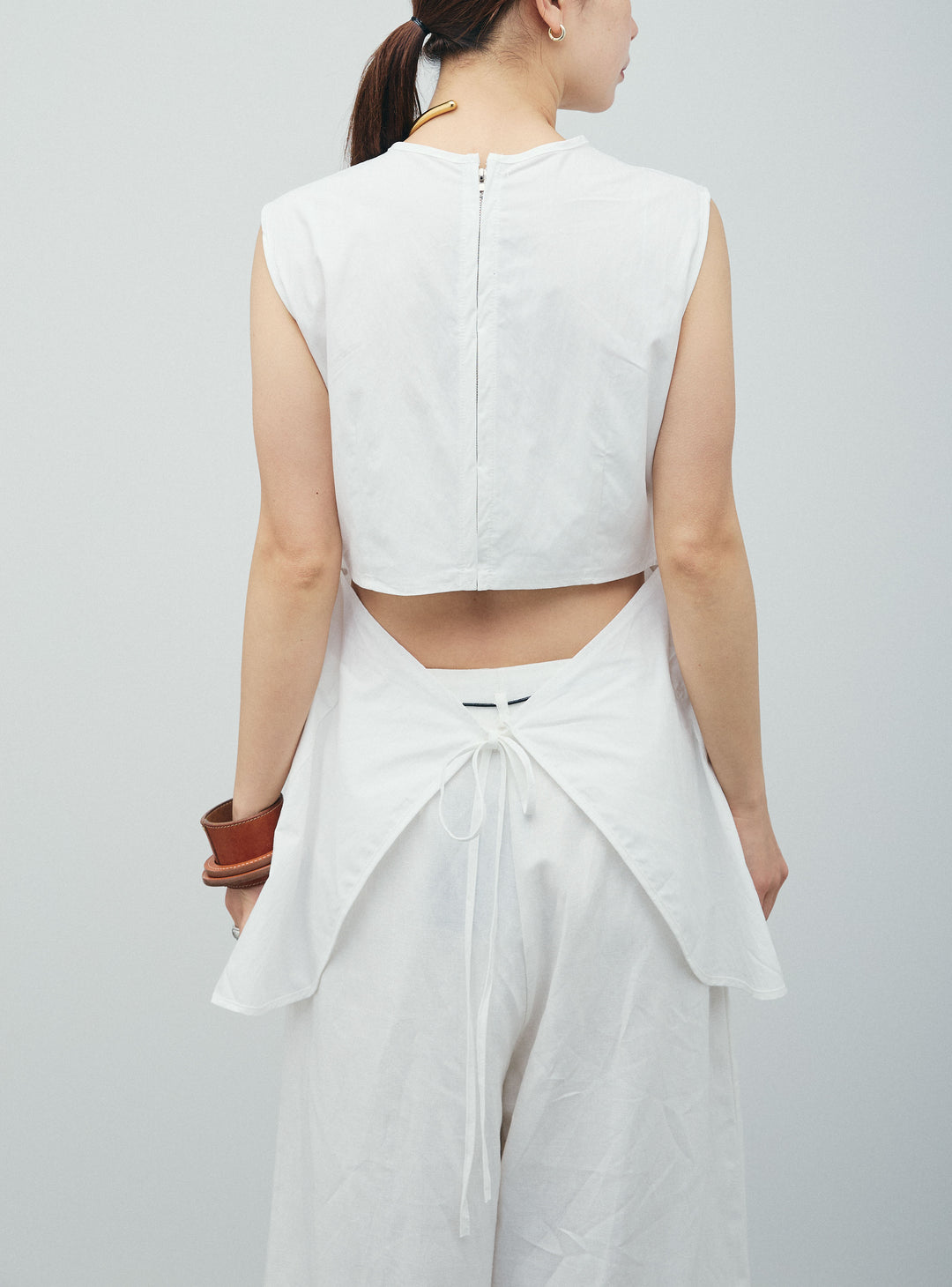 [予約/SET]バックオープンブラウス+リネンライクリラックスパンツ(2set)