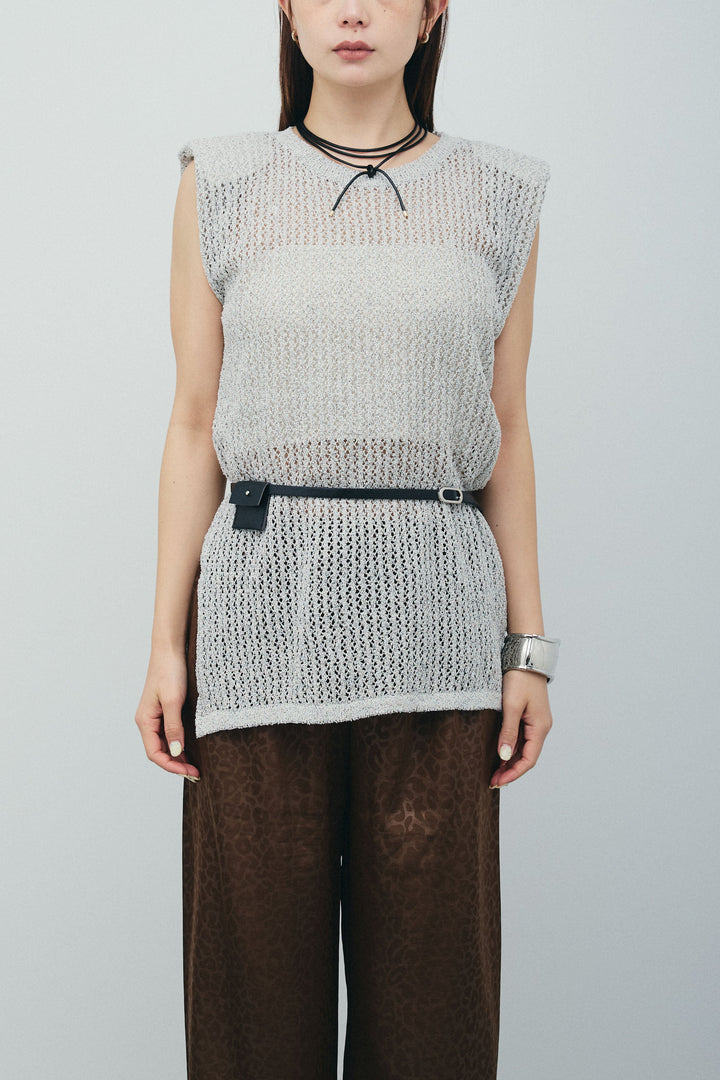 [予約]ベルト付きノースリニット