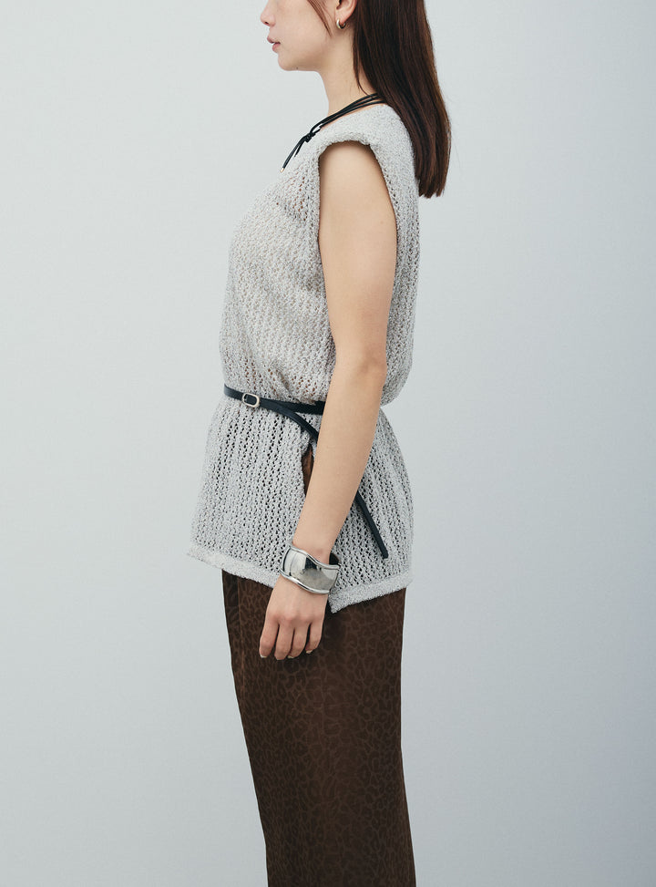 [予約]ベルト付きノースリニット