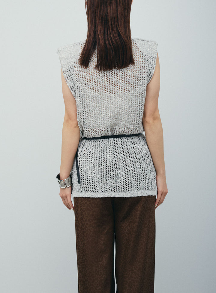 [予約]ベルト付きノースリニット