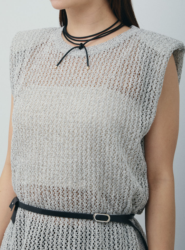 [予約]ベルト付きノースリニット