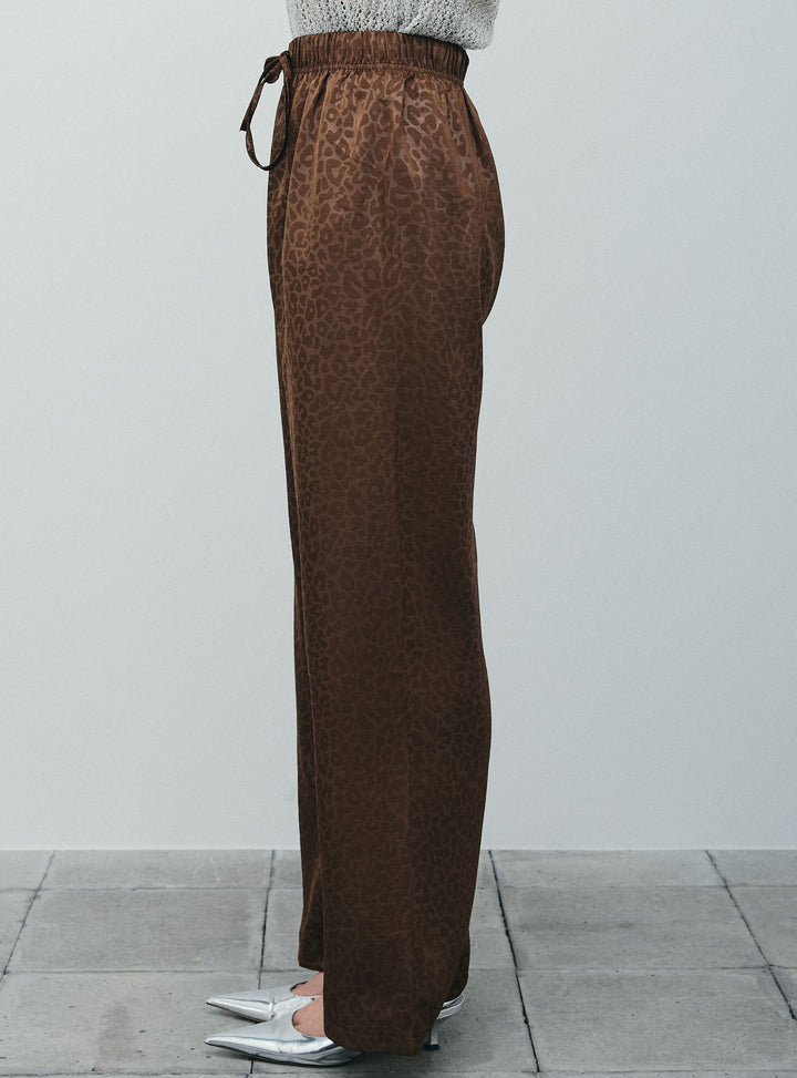 [予約/SET]アシンメトリーミニワッフルPO+フェイクサテンレオパードワイドパンツ(2set)