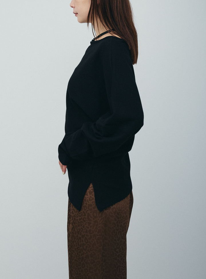 [予約/SET]アシンメトリーミニワッフルPO+フェイクサテンレオパードワイドパンツ(2set)