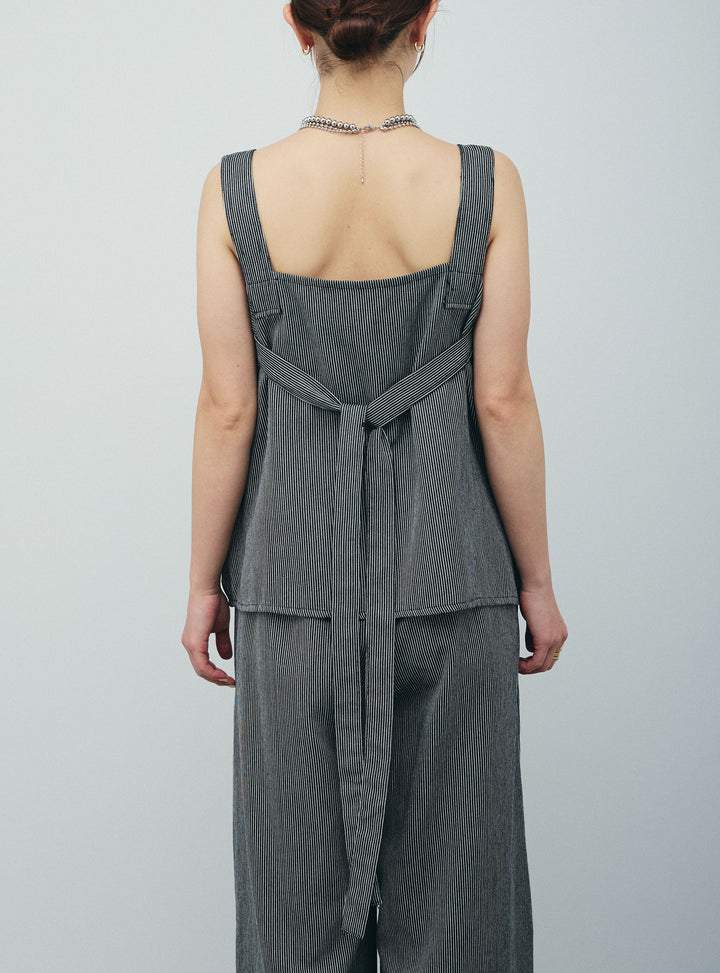 [予約]スクエアネックストライプセットアップ