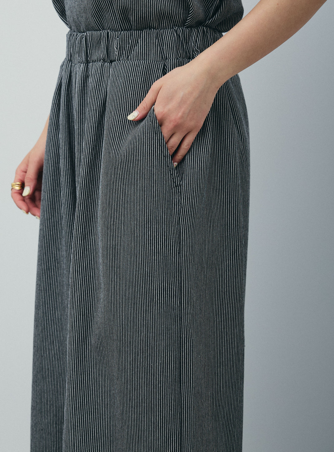 [予約]スクエアネックストライプセットアップ