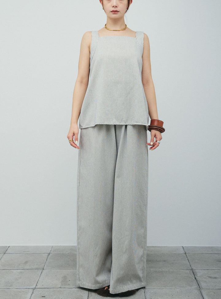 [予約]スクエアネックストライプセットアップ