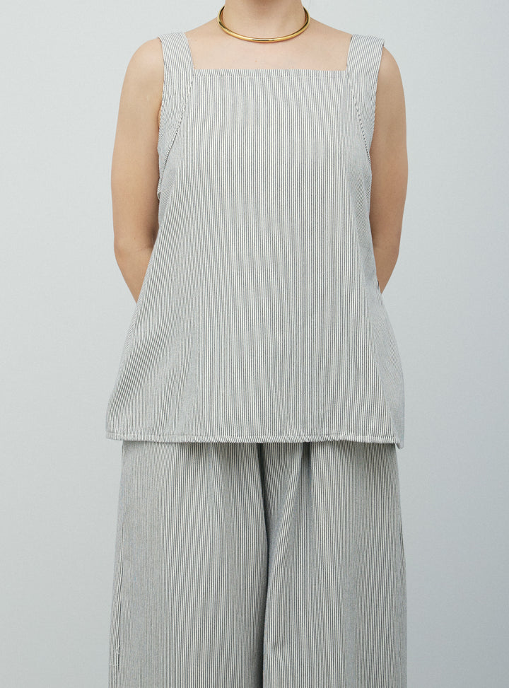 [予約]スクエアネックストライプセットアップ