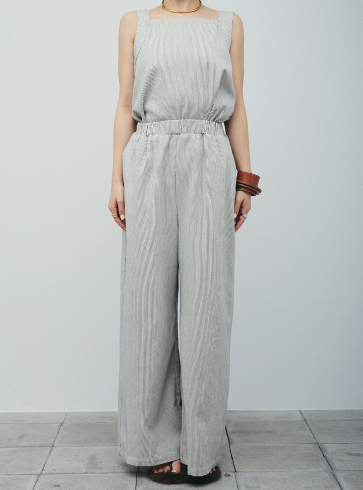 [予約]スクエアネックストライプセットアップ