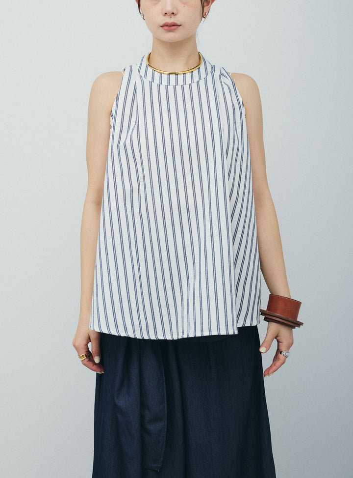 [予約/SET]ダブルストライプホルターブラウス+サイドラップワイドパンツ(2set)