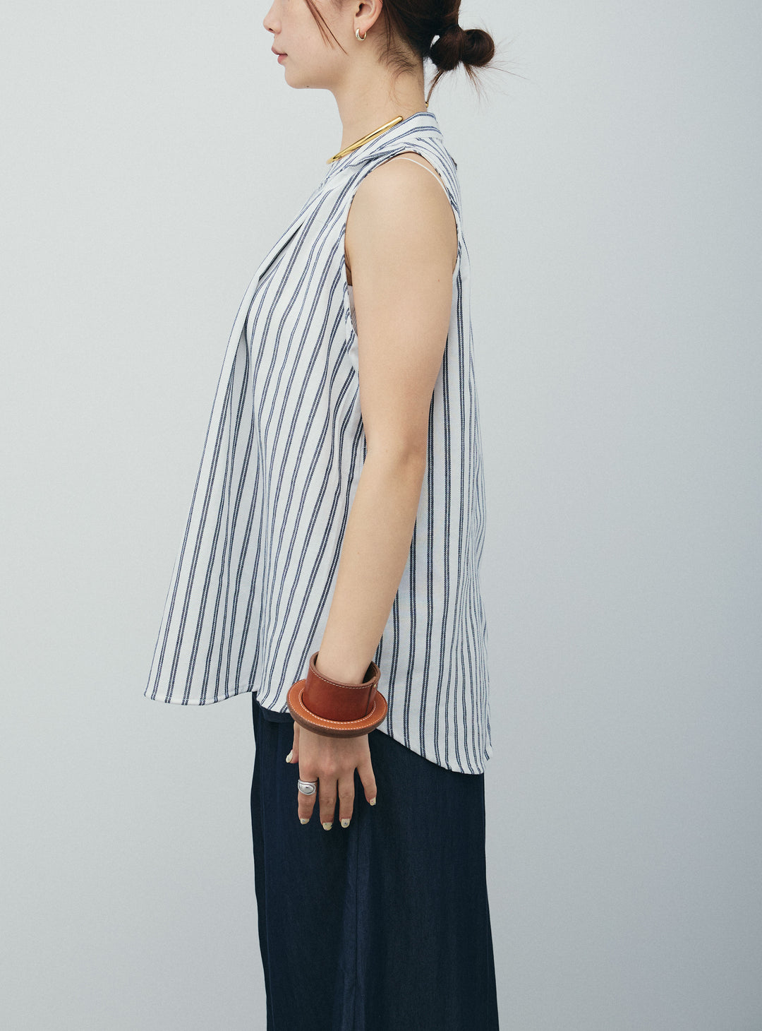 [予約/SET]ダブルストライプホルターブラウス+サイドラップワイドパンツ(2set)