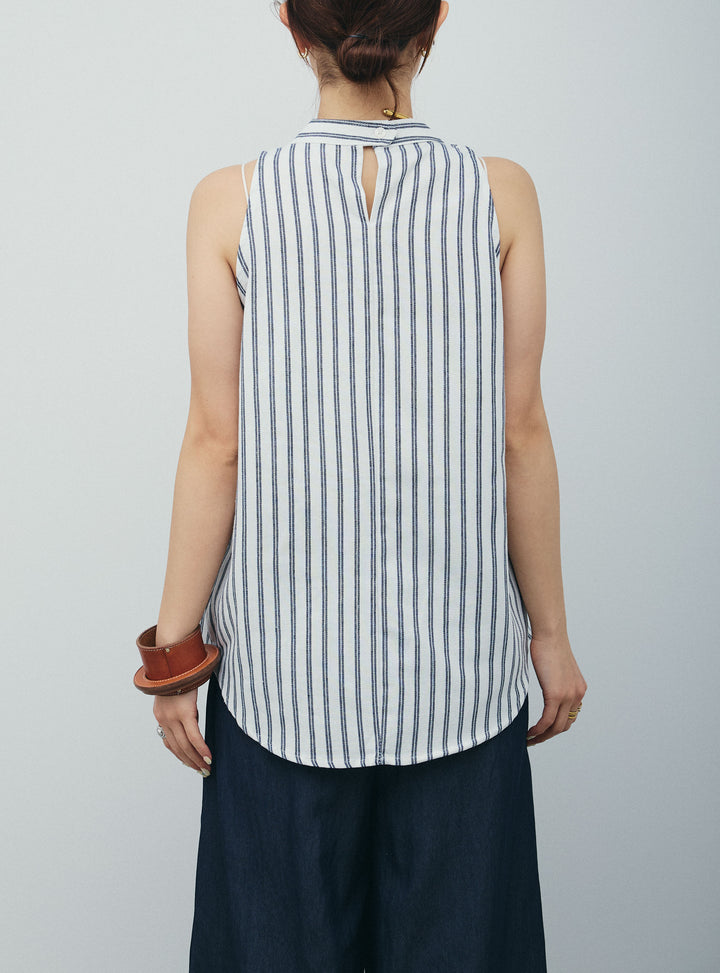 [予約/SET]ダブルストライプホルターブラウス+サイドラップワイドパンツ(2set)