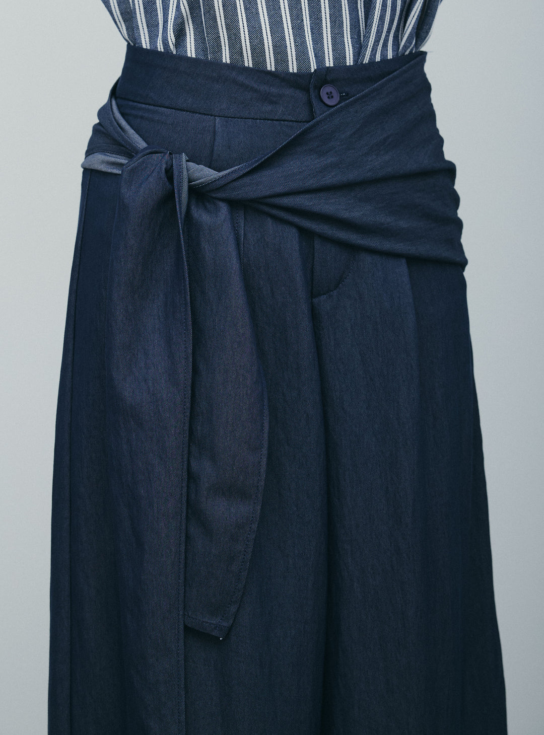 [予約/SET]ダブルストライプホルターブラウス+サイドラップワイドパンツ(2set)