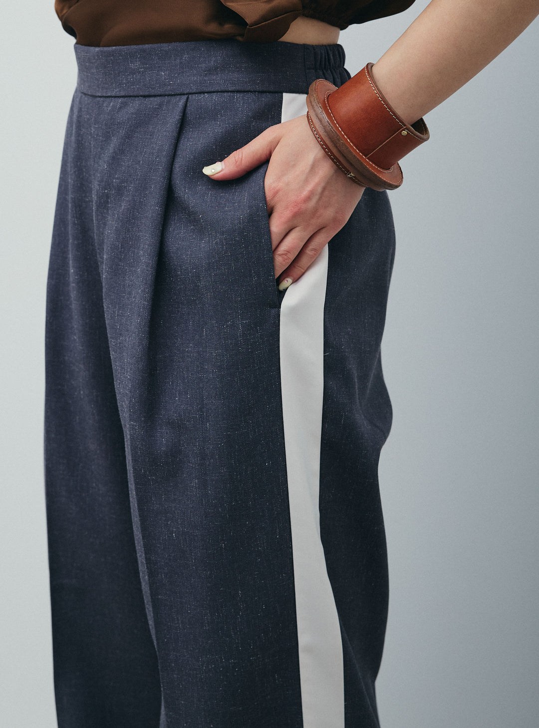 [予約]リネン混2WAYサイドラインパンツ