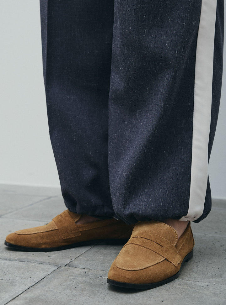 [予約]リネン混2WAYサイドラインパンツ