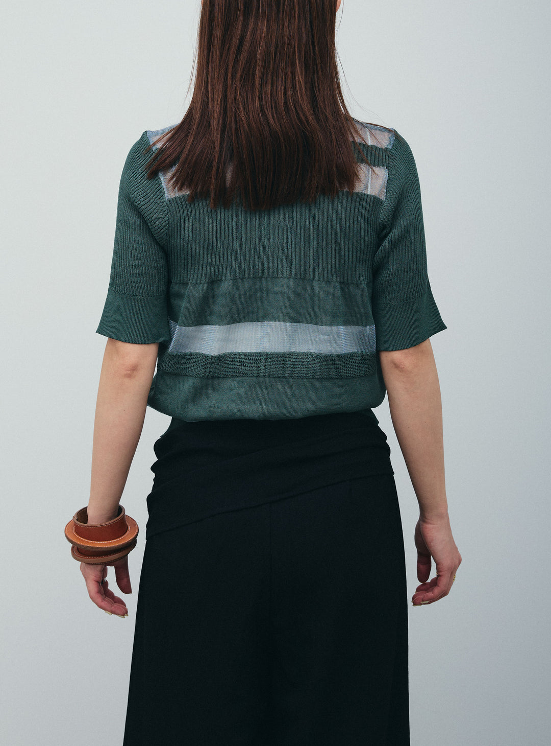 [予約/SET]シアーミックス編みニットポロ+剣先三角シルクニットタイ(2set)